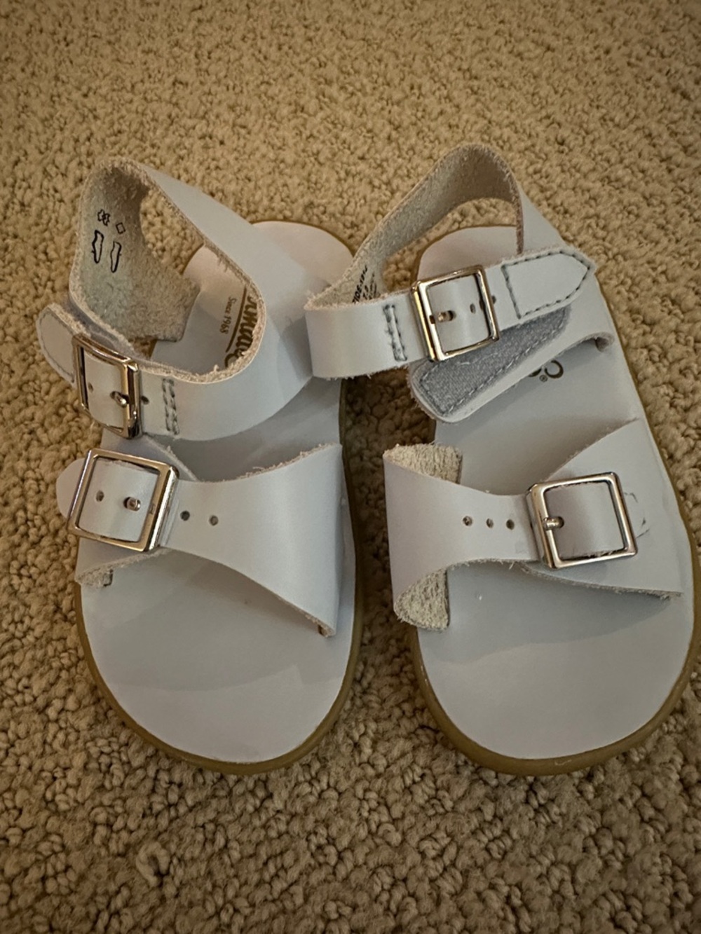 Kids Light Blue Leather Sandals